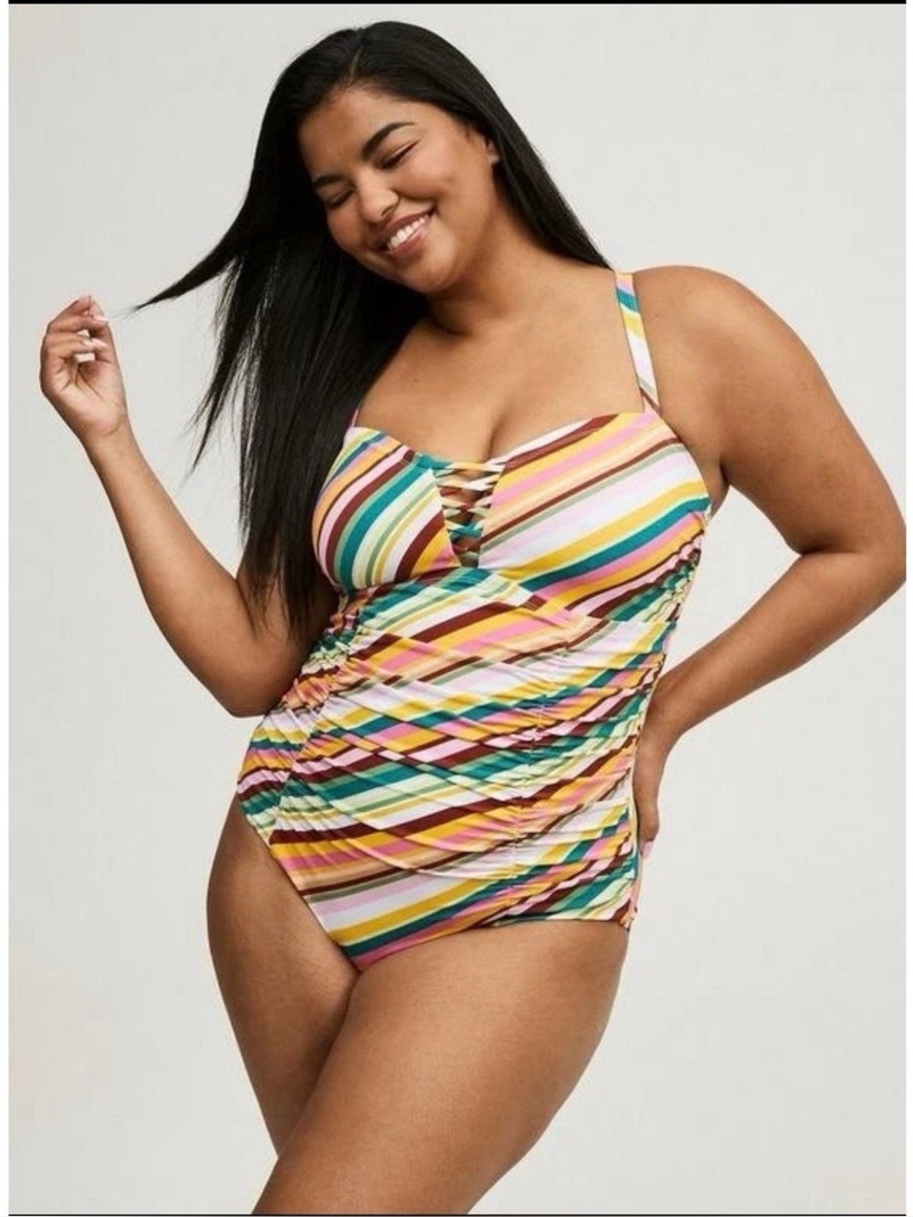 Torrid Multicolor Striped One Piece Swimsuit - New - Size 22/24 (3)